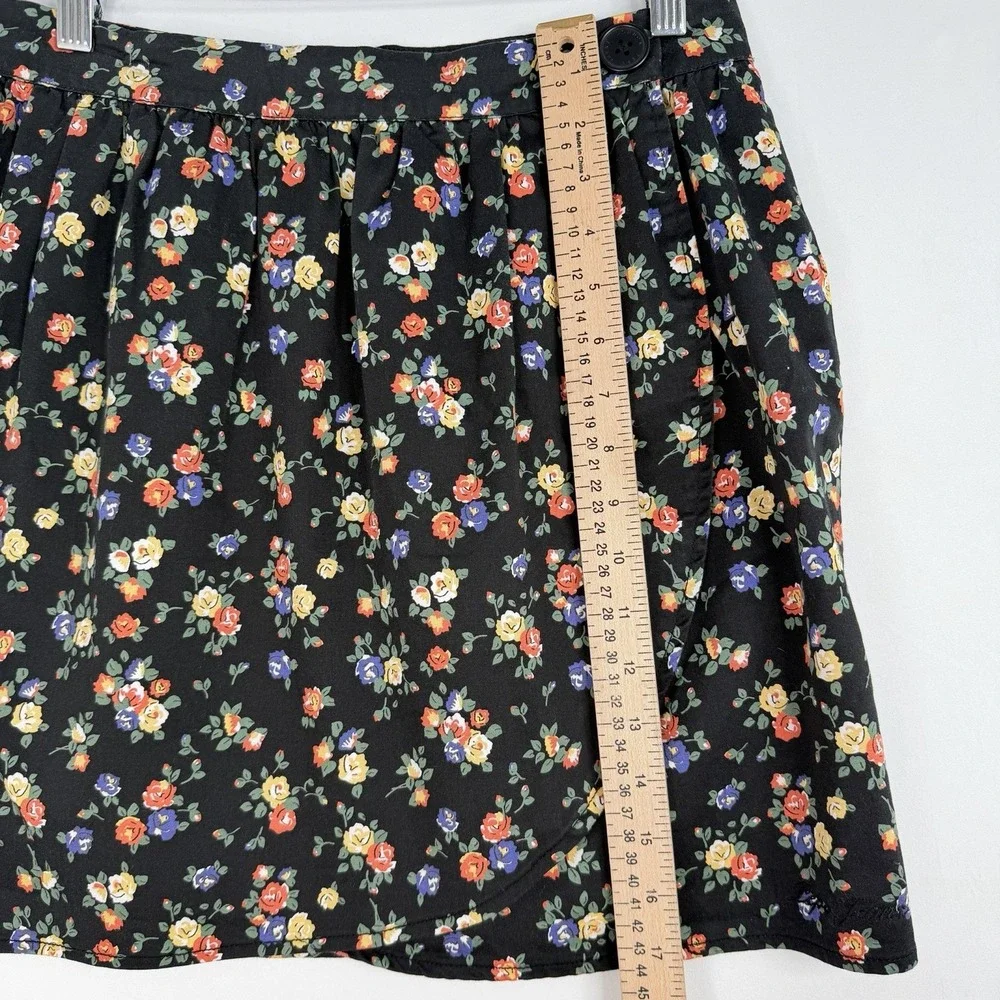 Vintage Pepe Jeans wrap Mini Skirt Floral print Black & Multicolor SZ-M